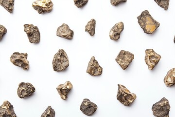 gold nuggets on white background 