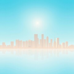 Obraz premium Serene chicago skyline vector icon in coastal circle - sunset silhouette with beach background and waves silhouetted skyline cityscape architecture illustration building city vector