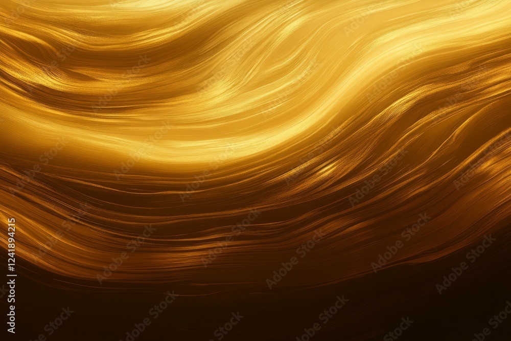 Aufkleber golden waves of light create a mesmerizing texture that simulates flowing silk in a dark backdrop