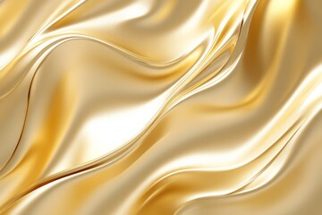 Elegant golden fabric drapes elegantly, showcasing smooth texture and shimmering surface under soft light, ideal for design and decor inspiration