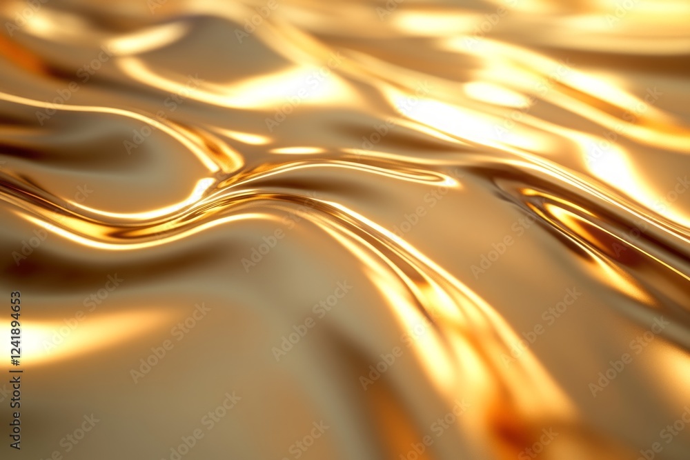 Poster shimmering golden fabric flowing elegantly under soft light in an abstract presentation