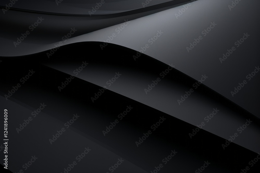 Poster elegant black waves of textured material create a dynamic play of light and shadow in a minimalist c