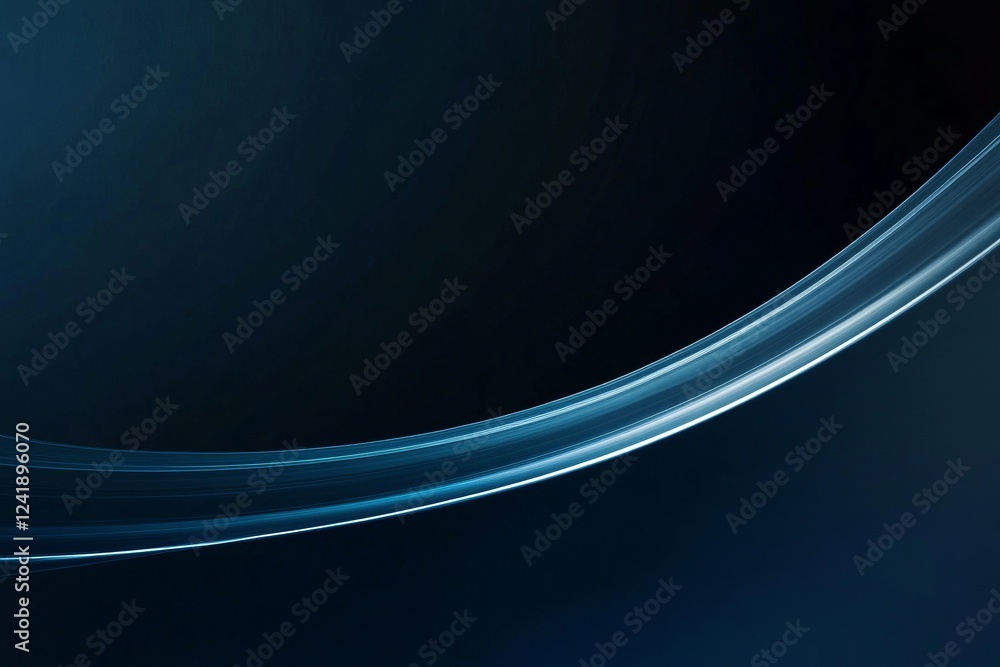 Poster design featuring smooth blue curves on a dark background creating a modern and sleek abstract patter