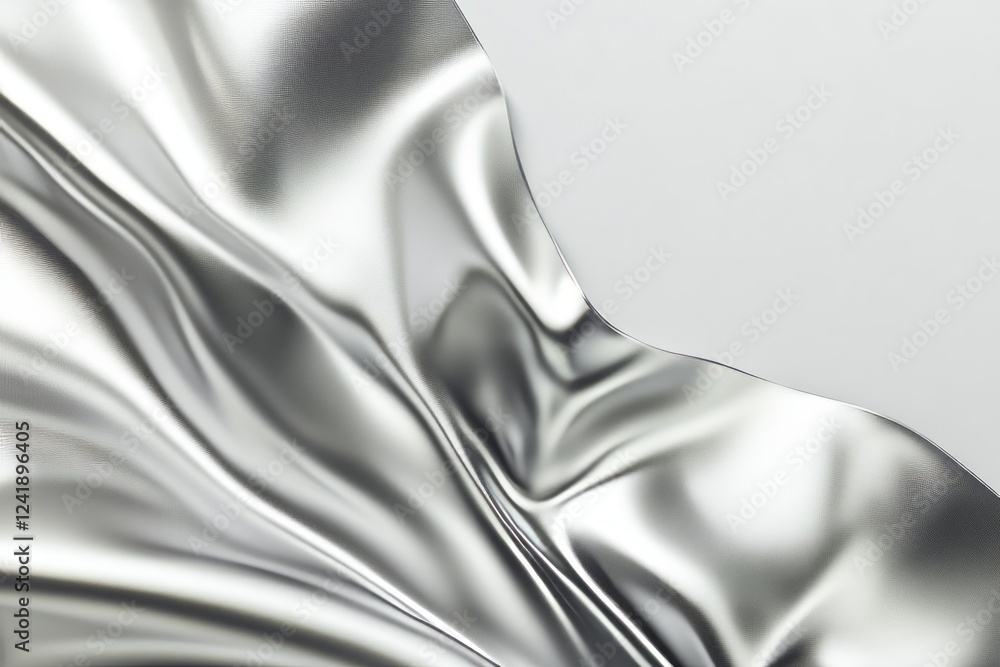 Poster smooth metallic surface displays intricate folds and reflections creating an elegant aesthetic appea