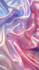 Obraz premium An ultra-close-up of iridescent silk fabric in dreamy pastel hues of pink, blue, and lavender