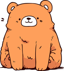 Cute Bear Illustration, Cartoon, Orange Tones, Whimsical Concept