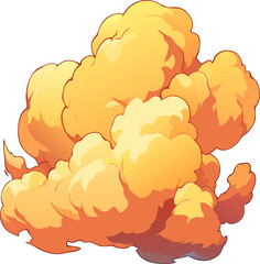 Vibrant Cartoon Explosion Cloud in Bold Orange and Yellow Hues