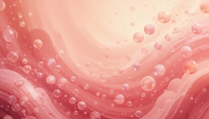 Minimalist design featuring soft gradients of red and rose, with subtle bubbles and shimmering highlights creating a timeless love motif
