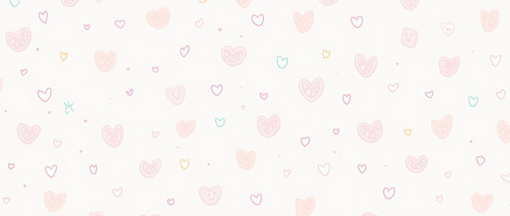 Scattered Hearts on Light Background – A playful and whimsical arrangement of hearts scattered randomly on a light backdrop, symbolizing love.