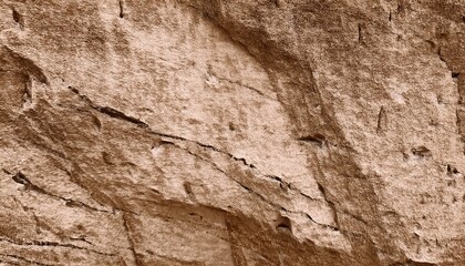 Fototapeta premium Light brown rock texture. Rough mountain surface. Close-up. Beige stone background with space for design. Web banner. Wide. Panoramic. Sandstone. Solid, rocky, slate.