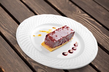 Delicious tasty sweet cake piece