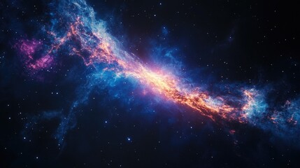 Naklejka premium Deep View of the Cosmos: Nebula and Galaxy in Space.