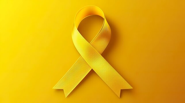 Hope. Sarcoma and Bone Cancer Awareness calligraphy poster design. Realistic yellow ribbon. July is Cancer Awareness Month. Vector.