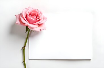 The banner. One pink rose is located on the left, and on the right is a white sheet with free space for text. The background is white