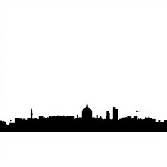 Set of silhouette buildings jpeg illustration in sepia silhouetted skyline cityscape architecture illustration building city vector