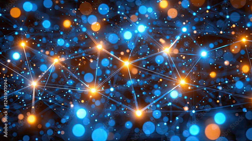 Aufkleber abstract network of illuminated nodes and connections