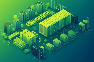 Fototapeta premium Sustainable Data Center Infrastructure: A Modern, Efficient, and Green Design for the Future