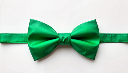 Elegant green bow tie on white background, style and sophistication