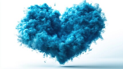 Fototapeta premium A vibrant blue cloud forms a heart shape, symbolizing love and creativity in a visually appealing, abstract design.