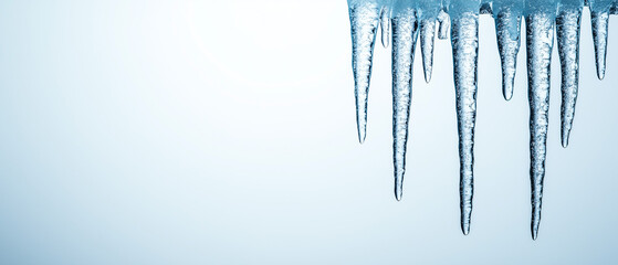 Eiszapfen hängen beeindruckend von einer Kante vor schwarzem Hintergrund


