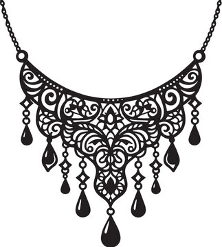 black ornate necklace pendant design clip art preview