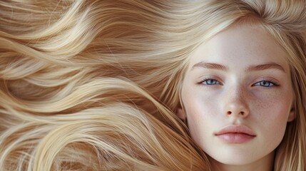 Naklejka premium Blonde woman's face close-up
