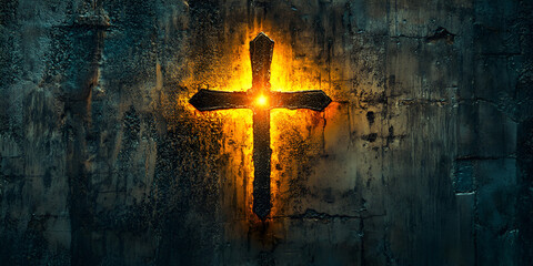 Abstract St. David’s Cross Glowing on a Rustic Texture for Welsh Heritage
