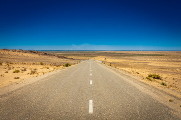 Highway through the Kyzylkum  Desert of Uzbekistan