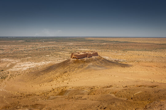 Beautiful landscape of the Ayaz Kala Fortress in the Kyzylkum Desert,  Uzbekistan