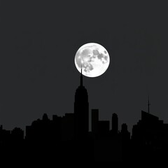 A city skyline silhouetted against a vibrant sunset the sun is low in the sky casting a warm orange and red glow across the scene the buildings are dark and featureless creating a stark contrast silho