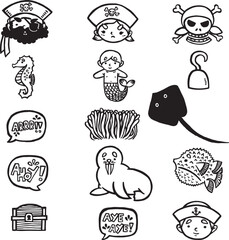 Fototapeta premium Vector Handdrawn Sea 3 (white background)
