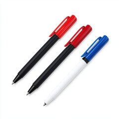 Assorted Ballpoint Pens in Black, Red, and Blue Colors for Office and School Supplies