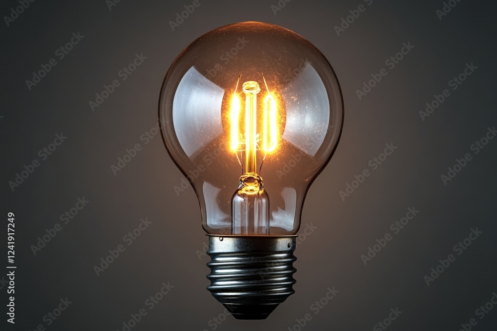 Poster bright edison bulb illuminates with its warm glow, showcasing intricate filament details against a d