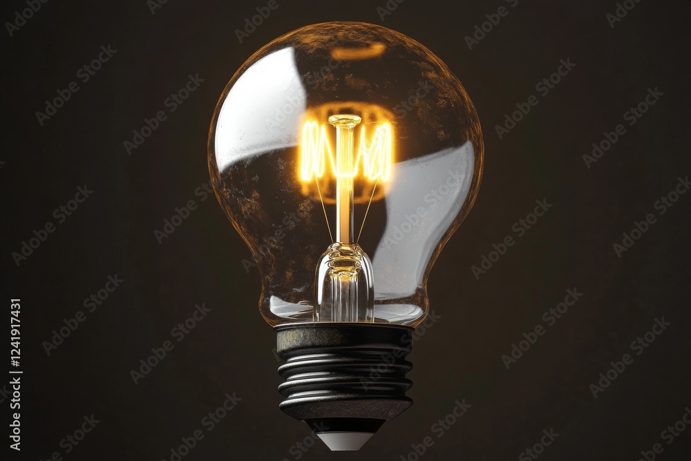 Poster this close-up features a lit edison bulb, highlighting the warm glow of its filament. the vintage ae