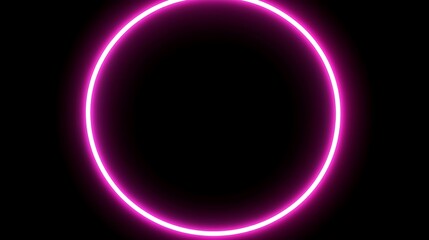Obraz premium Pink neon circle, dark background