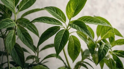 Close-up view of a plant with vibrant green leaves and soft textures in natural light