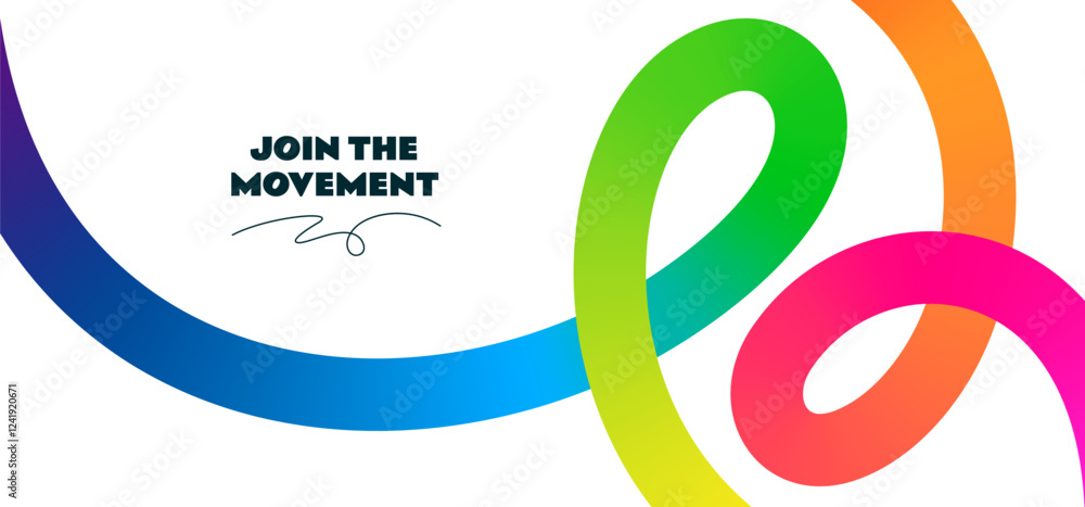Poster Abstract Color Background with Dynamic Gradient Lines. Vector 3D Curve Ribbons. Wavy Rainbow Graphic Design