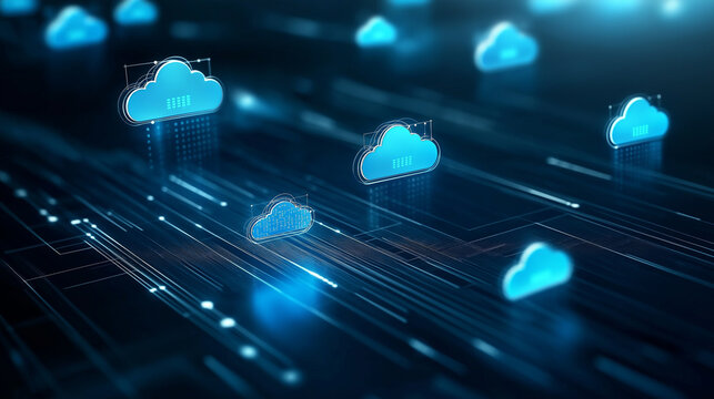 A high-tech futuristic concept of a secure file management system, with encrypted data packets smoothly transferring between cloud-based storage hubs.