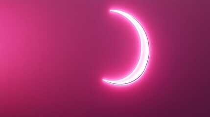 Naklejka premium Pink neon crescent moon, dark background