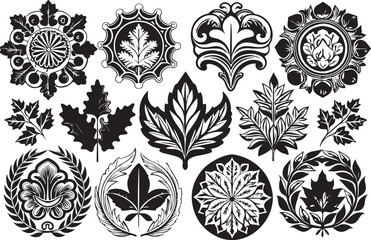 A set of decorative elements for design. Cyberpunk, gothic, retro, vintage, ornaments, patterns. Hand drawn vector illustration