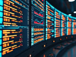 Futuristic Digital Dashboard with Graphs and Data Visualizations