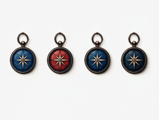Bunte Kompassrosen in stilvollem Design, ideal für nostalgische Dekoration.

