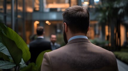 a person is having a meeting with his colleagues, very focused, and the room is aesthetic and elegant