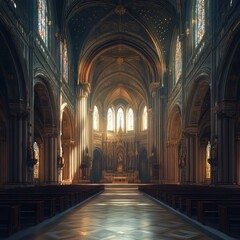 Fototapeta premium Sunlit grandeur of a cathedral