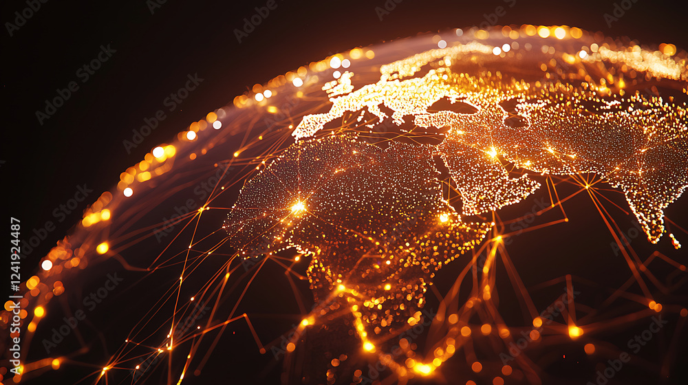 Aufkleber global network illustration – digital world globe with connected lines for internet and communicatio