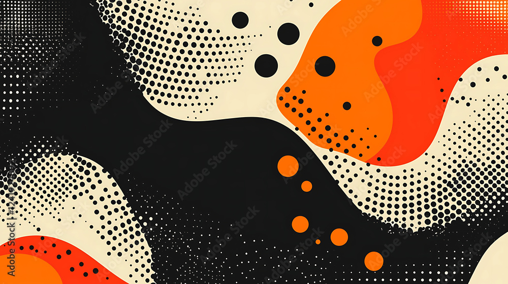 Poster futuristic halftone wave – abstract dotted background with twisted grunge pattern