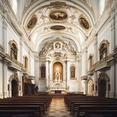 Fototapeta premium Ornate church interior, peaceful and grand.