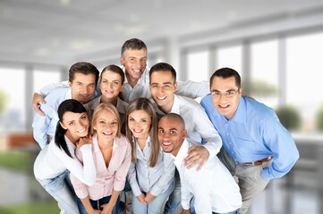 Fototapeta premium Happy, business people teamwork in modern office