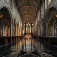 Grand cathedral interior, serene and majestic.