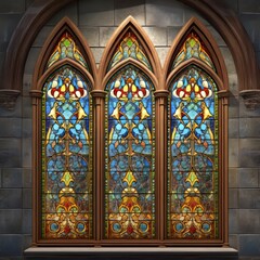 Triple stained-glass church window